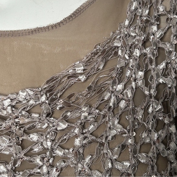 John Fashion Sweater Women's XL Brown Chiffon Uderlayers Open Knit Boho NEW - Picture 11 of 16